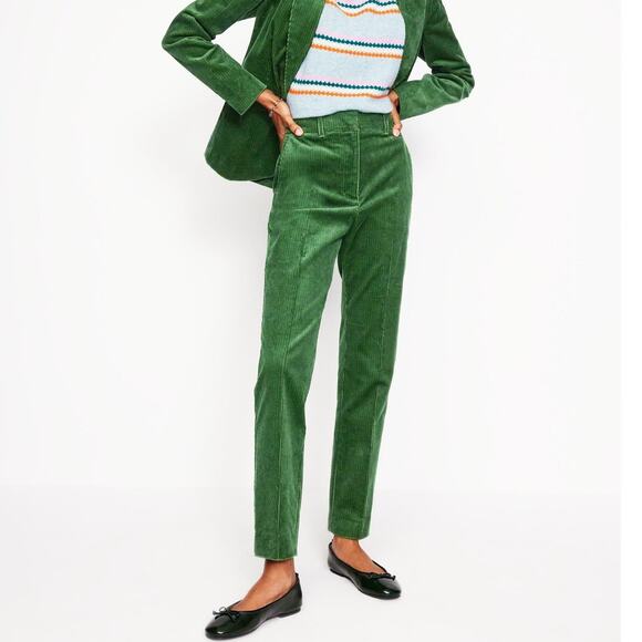 Boden Pants - Boden Kew Cord Trousers Green Corduroy Ankle Stretch Womens US 12R UK 16R